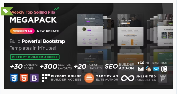 MEGAPACK – Marketing HTML Landing Pages Pack + PixFort Page Builder Access