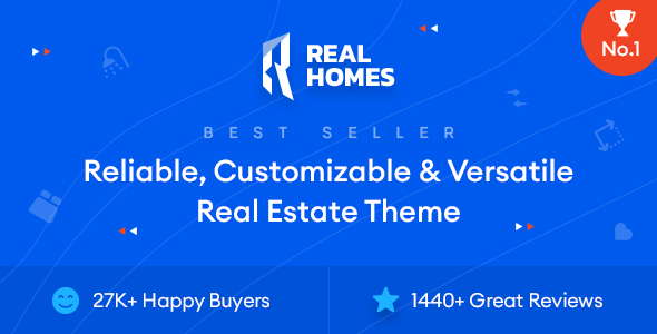 RealHomes responsive WordPress theme homepage featuring property search bar with filters